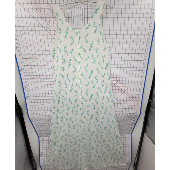 Vintage Handmade Swiss Dot Blue‎ Floral Sleeveless Cottagecore Shift Dress - Picture 3 of 12